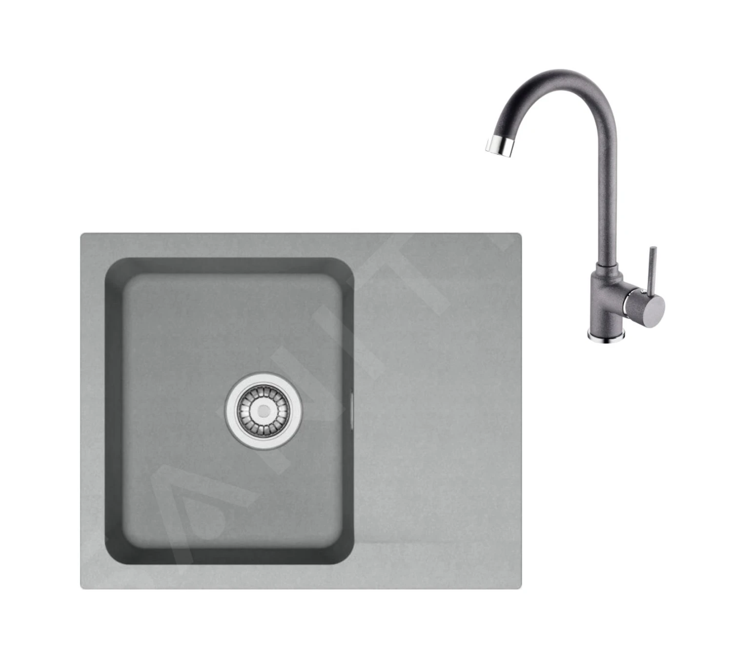 Franke Sets - Set T95, Tectonite Spoelbak OID 611-62 En Kraan FP 9000.084, Grijs 143.0675.617 3 Franke Sets - Set T95, Tectonite Spoelbak OID 611-62 En Kraan FP 9000.084, Grijs 143.0675.617