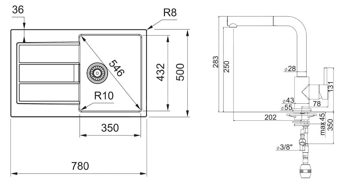 Franke Sets - Set T82, Tectonite Spoelbak S2D 611-78 En Keukenkraan FN 0147.031, Grijs/chroom 143.0618.718 4 Franke Sets - Set T82, Tectonite Spoelbak S2D 611-78 En Keukenkraan FN 0147.031, Grijs/chroom 143.0618.718 - Afbeelding 2