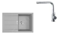 Franke Sets - Set T82, Tectonite Spoelbak S2D 611-78 En Keukenkraan FN 0147.031, Grijs/chroom 143.0618.718