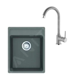 Franke Sets - Set G241, Fragraniet Spoelbak MRG 610-37 RTL En Keukenkraan FP 9000.084, Grijze Steen 114.0675.657