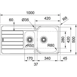 Franke Spark - SKX 651 Spoelbak, 1000x500 Mm, Rvs 101.0504.085 -Franke 1f0e961b9ea8de50a757d547