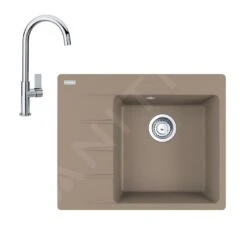 Franke Sets - Set G222, Fragraniet Spoelbak CNG 611-62 TL/7 En Keukenkraan FP 0408.031, Cashmere/chroom 114.0650.765