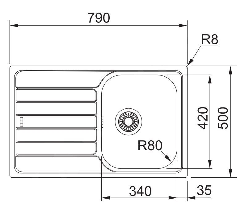 Franke Spark - Spoelbak SKN 611-79, 790x500 Mm, Rvs 101.0612.525 4 Franke Spark - Spoelbak SKN 611-79, 790x500 Mm, Rvs 101.0612.525 - Afbeelding 2