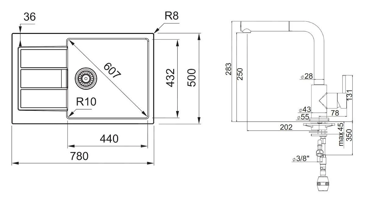 Franke Sets - Set T88, Tectonite Spoelbak S2D 611-78 XL En Keukenkraan FN 0147.031, Zwart/chroom 143.0618.741 4 Franke Sets - Set T88, Tectonite Spoelbak S2D 611-78 XL En Keukenkraan FN 0147.031, Zwart/chroom 143.0618.741 - Afbeelding 2
