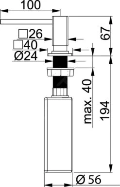 Franke Centinox - Wasmiddel Dispenser, Voor Gat 25-35 Mm, 250 Ml, Rvs 119.0176.059 -Franke 3d8f210fe4599f3acaf2afbc
