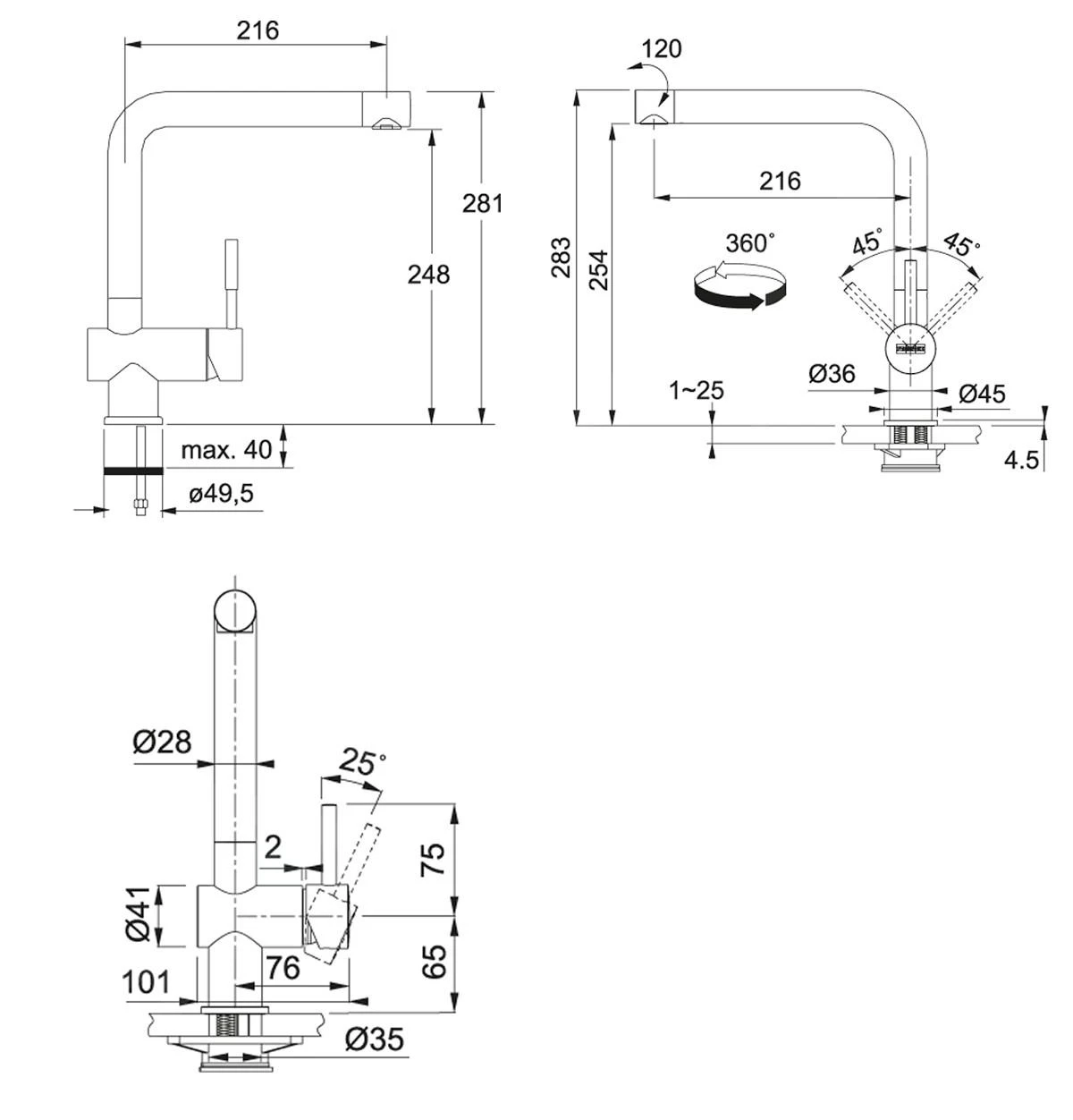 Franke Sets - Spoelbakset T13, Tectonite Spoelbak SID 610, Zwart + Keukenkraan Samoa, Chroom 114.0283.125 5 Franke Sets - Spoelbakset T13, Tectonite Spoelbak SID 610, Zwart + Keukenkraan Samoa, Chroom 114.0283.125 - Afbeelding 3