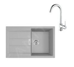 Franke Sets - Keukenset T104, Tectonite Spoelbak S2D 611-78 En Keukenkraan FP 9000.031, Grijs/chroom 143.0675.727