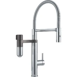 Franke Waterfilter Kranen - Vital Tap Keukenkraan Met Filtratie, Flexibele Arm En Douche, Chroom/gun Metal 120.0621.230