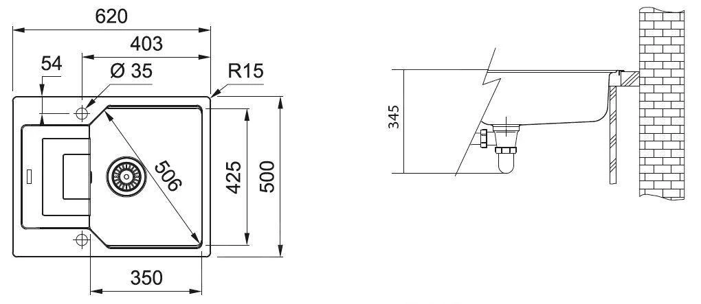 Franke Urban - UBG 611-62 Fragraniet Spoelbak, 620x500 Mm, Zand 114.0582.806 4 Franke Urban - UBG 611-62 Fragraniet Spoelbak, 620x500 Mm, Zand 114.0582.806 - Afbeelding 2