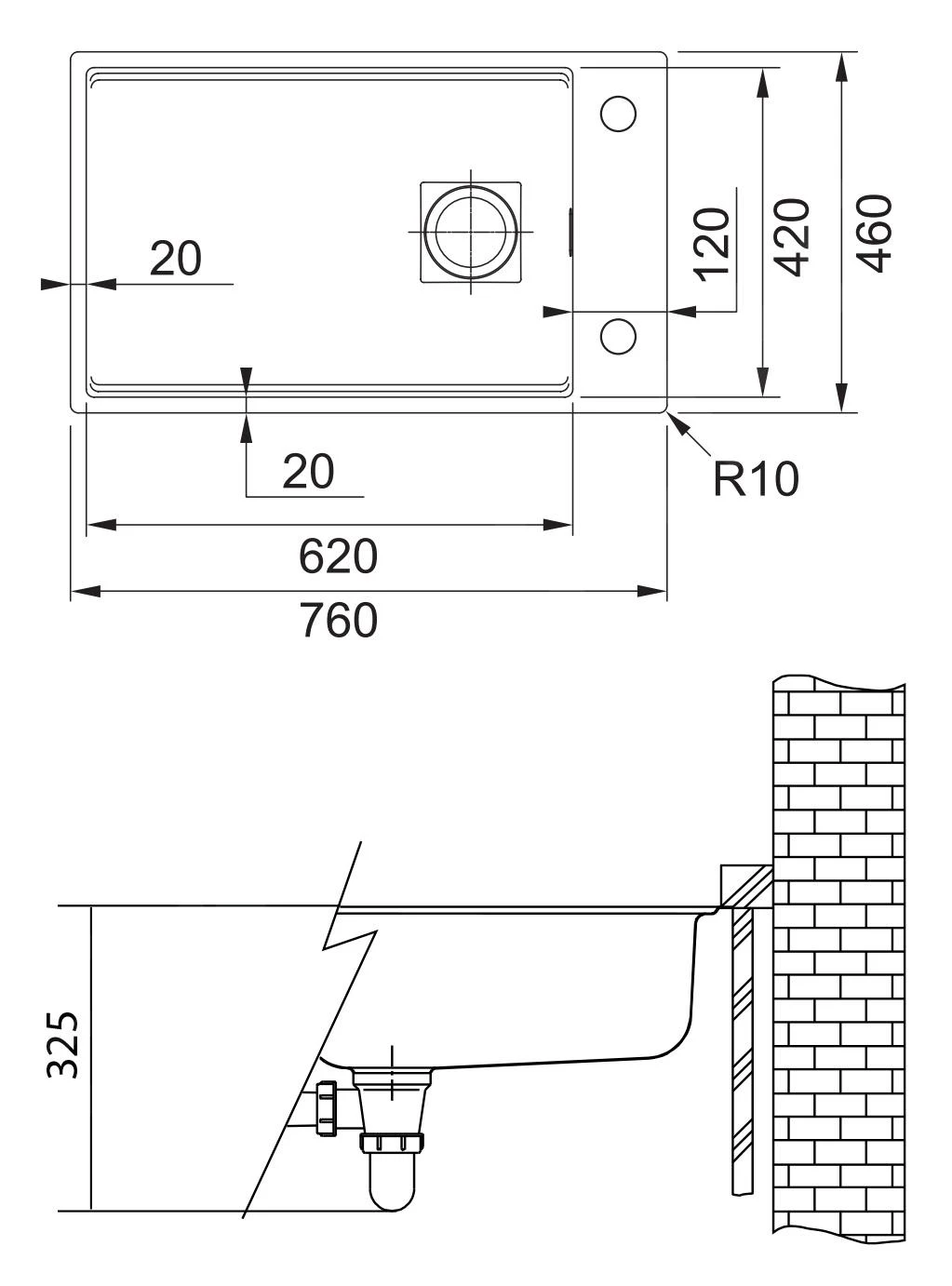 Franke Kubus 2 - Fragraniet Spoelbak KNG 110-62, 760x460 Mm, Cashmere 125.0512.516 4 Franke Kubus 2 - Fragraniet Spoelbak KNG 110-62, 760x460 Mm, Cashmere 125.0512.516 - Afbeelding 2