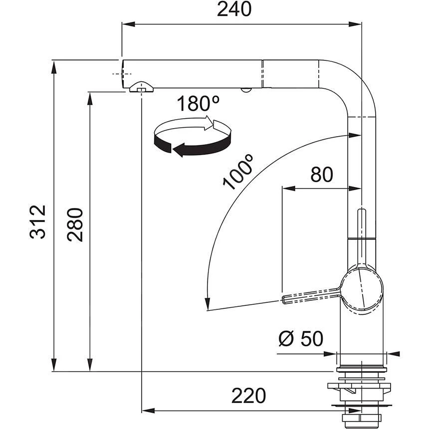 Franke Active New - Keukenkraan FN 6110.094, Met Uittrekbare Sproeikop, Ijswit 115.0653.387 4 Franke Active New - Keukenkraan FN 6110.094, Met Uittrekbare Sproeikop, Ijswit 115.0653.387 - Afbeelding 2