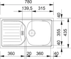 Franke Eurostar - Spoelbak ETN 614 N ETHOS, 780x435 Mm, Roestvrij Staal 101.0684.385 -Franke 65a5a3e185a30bbe2657935f