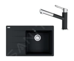 Franke Sets - Set G227, Fragraniet Spoelbak CNG 611-78 TL/7 En Keukenkraan FC 3055.071, Onyx/chroom 114.0650.830
