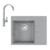 Franke Sets - Set G214, Fragraniet Spoelbak CNG 611-62 TL/2 En Keukenkraan FP 0408.031, Grijze Steen/chroom 114.0650.763