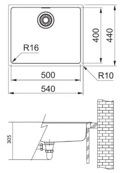 Franke Maris - Spoelbak MRX 210/610-50, 540x440x180 Mm, Rvs 127.0539.573 -Franke 8b9cf04ae718e9f997178d8a