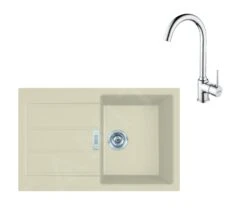 Franke Sets - Keukenset T104, Tectonite Spoelbak S2D 611-78 En Keukenkraan FP 9000.031, Beige/chroom 143.0675.728