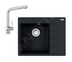 Franke Sets - Set G212, Fragraniet Spoelbak CNG 611-62 TL/2 En Keukenkraan Samoa, Onyx/chroom 114.0650.742