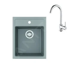 Franke Sets - Keukenset T100, Tectonite Spoelbak SID 610-40 En Keukenkraan FP 9000.031, Grijs/chroom 143.0675.705