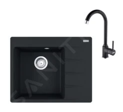 Franke Sets - Set G230, Fragraniet Spoelbak CNG 611-62 TL/2 En Keukenkraan FP 9000.071, Onyx 114.0650.788