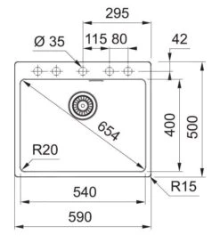 Franke Maris - Fragraniet Spoelbak MRG 610-54 FTL, 590x500 Mm, Mat Zwart 114.0661.453 -Franke 9edf5a3427cce9958e3e9f1b