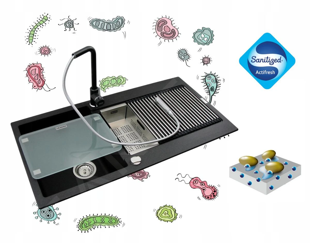 Franke Sets - Set G215, Fragraniet Spoelbak CNG 611-62 TL/2 En Keukenkraan FC 3055.071, Onyx/chroom 114.0650.772 8 Franke Sets - Set G215, Fragraniet Spoelbak CNG 611-62 TL/2 En Keukenkraan FC 3055.071, Onyx/chroom 114.0650.772 - Afbeelding 6