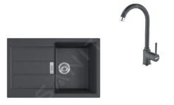 Franke Sets - Set T84, Tectonite Spoelbak S2D 611-78, Zwart + Keukenkraan FP 9000, Onyx NEW 143.0618.726