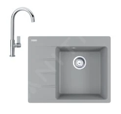 Franke Sets - Set G222, Fragraniet Spoelbak CNG 611-62 TL/7 En Keukenkraan FP 0408.031, Grijze Steen/chroom 114.0650.768
