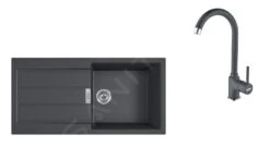 Franke Sets - Set T78, Tectonite Spoelbak S2D 611-100 , Zwart + Keukenkraan FP 9000, Onyx NEW 143.0616.934