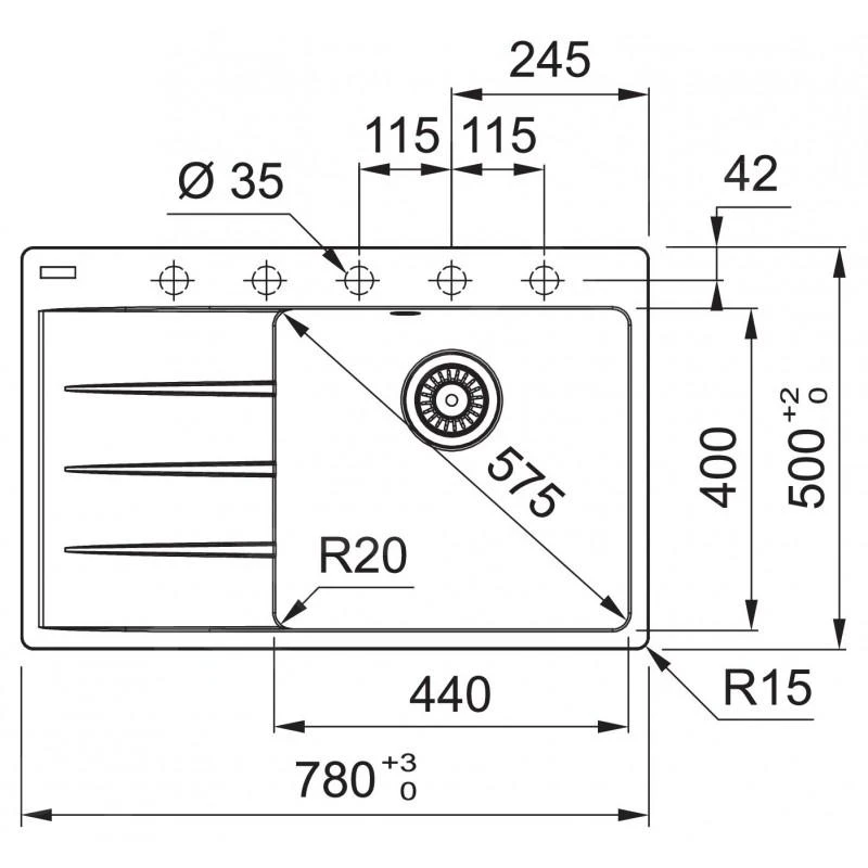 Franke Sets - Set G226, Fragraniet Spoelbak CNG 611-78 TL/7 En Keukenkraan FP 0408.031, Onyx/chroom 114.0650.821 4 Franke Sets - Set G226, Fragraniet Spoelbak CNG 611-78 TL/7 En Keukenkraan FP 0408.031, Onyx/chroom 114.0650.821 - Afbeelding 2