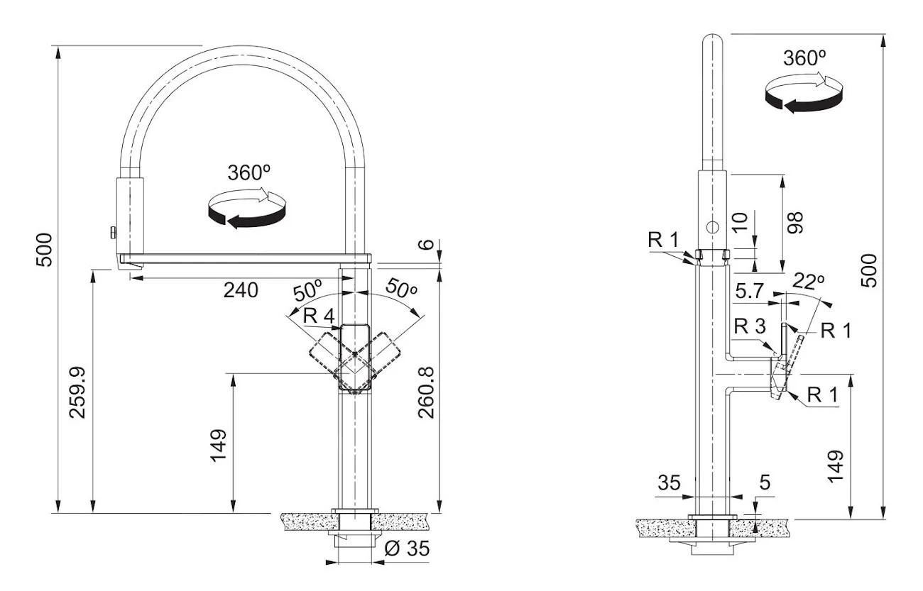 Franke Centinox - Keukenkraan FC 7873 Met Flexibile Arm, Zwart/rvs 115.0547.855 4 Franke Centinox - Keukenkraan FC 7873 Met Flexibile Arm, Zwart/rvs 115.0547.855 - Afbeelding 2
