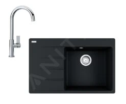 Franke Sets - Set G226, Fragraniet Spoelbak CNG 611-78 TL/7 En Keukenkraan FP 0408.031, Onyx/chroom 114.0650.821