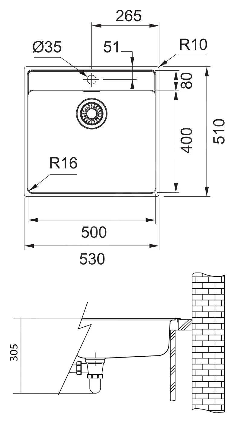 Franke Maris - Spoelbak MRX 210/610-50 TL, 530x510x180 Mm, Rvs 127.0539.574 4 Franke Maris - Spoelbak MRX 210/610-50 TL, 530x510x180 Mm, Rvs 127.0539.574 - Afbeelding 2