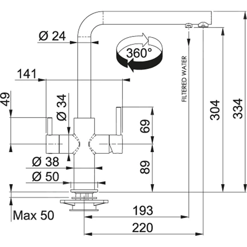 Franke Kranen - Keukenkraan FN 0689.031, Met Filterfunctie, Chroom 115.0370.689 4 Franke Kranen - Keukenkraan FN 0689.031, Met Filterfunctie, Chroom 115.0370.689 - Afbeelding 2