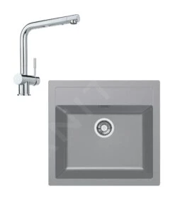Franke Sets - Keukenset T13, Tectonite Spoelbak SID 610 En Keukenkraan Samoa, Grijs/chroom 143.0650.597