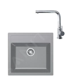 Franke Sets - Keukenset T12, Tectonite Spoelbak SID 610 En Keukenkraan FN 0147.031, Grijs/chroom 143.0650.598