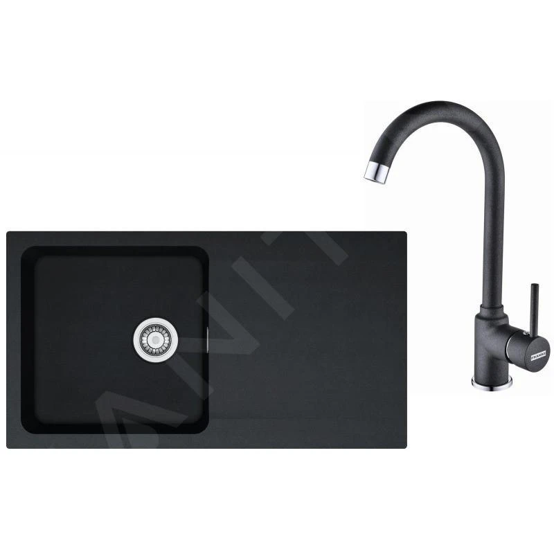 Franke Sets - Keukenset T41, OID 611 Tectonite Spoelbak, Zwart + FP 9000 Keukenkraan, Onyx NEW 114.0441.337 3 Franke Sets - Keukenset T41, OID 611 Tectonite Spoelbak, Zwart + FP 9000 Keukenkraan, Onyx NEW 114.0441.337