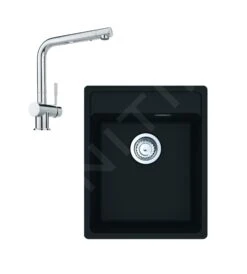 Franke Sets - Set G242, Fragraniet Spoelbak MRG 610-37 RTL En Keukenkraan Samoa, Onyx/chroom 114.0675.642