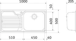 Franke Galassia - GAX 611/7 Roestvrij Staal Spoelbak, 1000x500 Mm, Met Afdruipdeel Links 101.0120.145 -Franke f8eab4694538d845a491c019 1